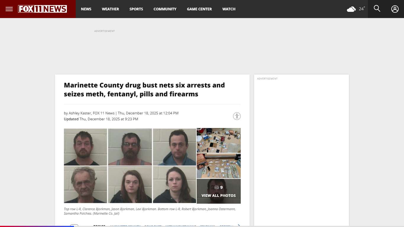 Marinette County drug bust nets six arrests and seizes meth, fentanyl, pills and firearms